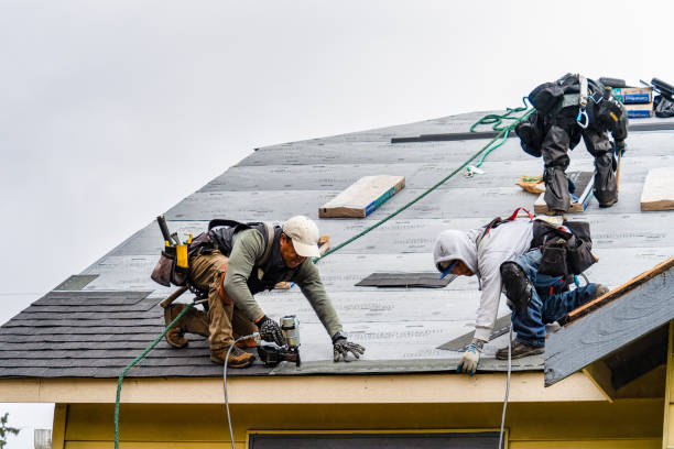 Professional Roofing technician working in Drums, PA